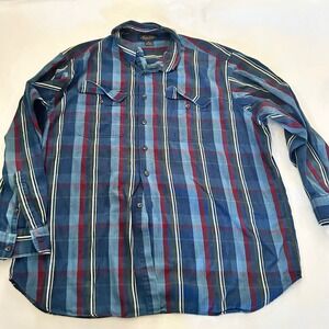 Brooks Brothers Mens VTG Plaid Button Shirt XL Blue Red Green Denim Long Sleeve